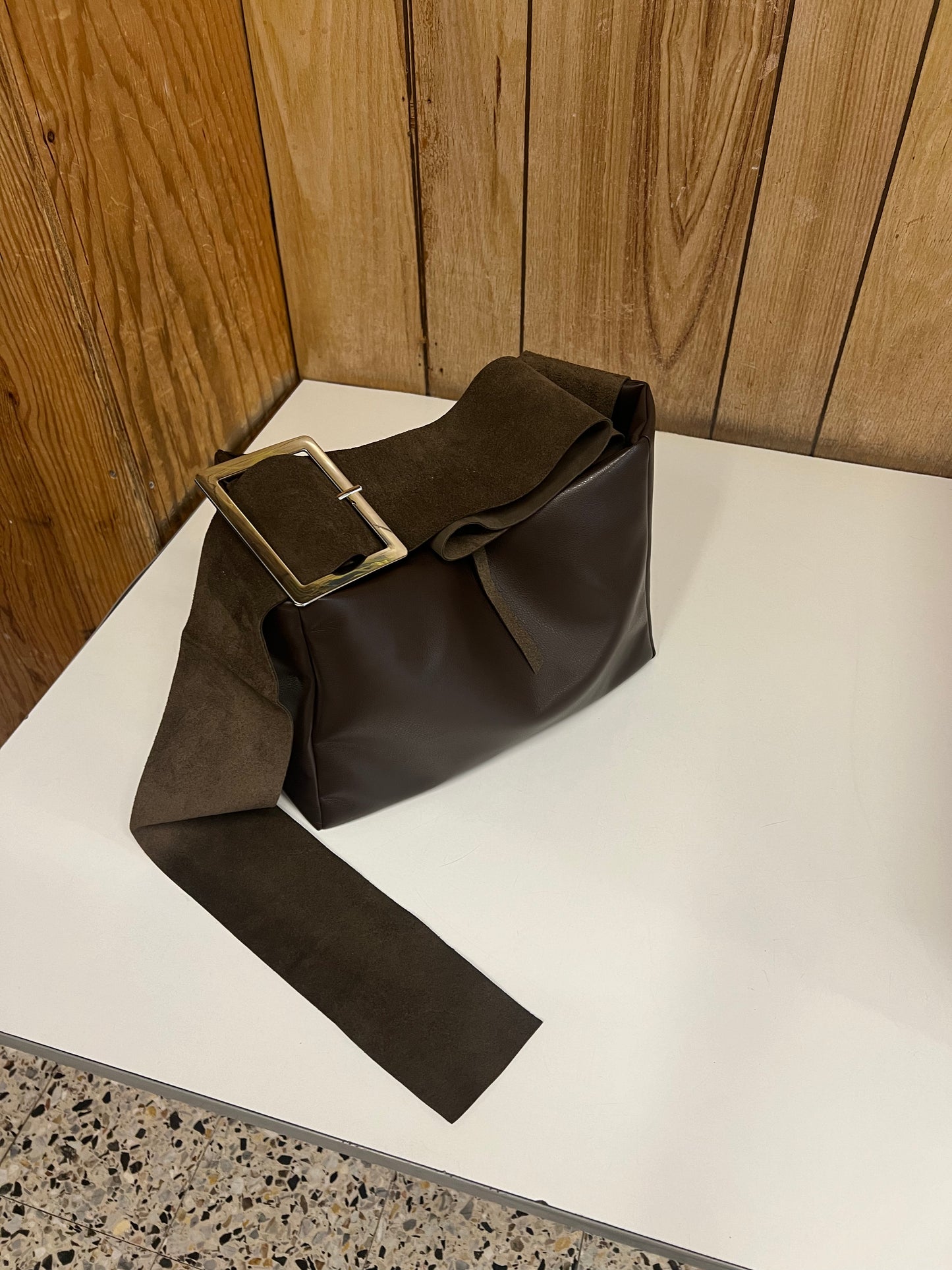 SQUARE buckle - brown small - brown strap